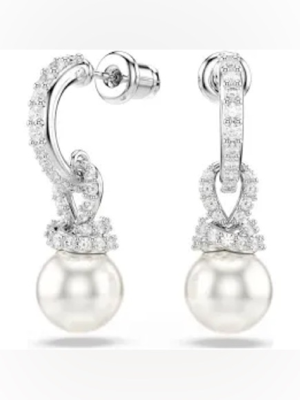 Swarovski Crystal Pearl Drop Earrings NIB Retail:$139 - Picture 3 of 7